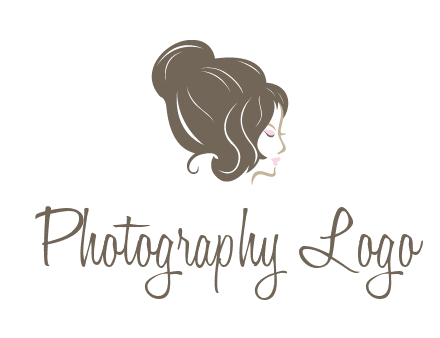 woman head with hair bun beauty logo icon