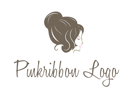 woman head with hair bun beauty logo icon