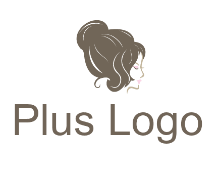 woman head with hair bun beauty logo icon