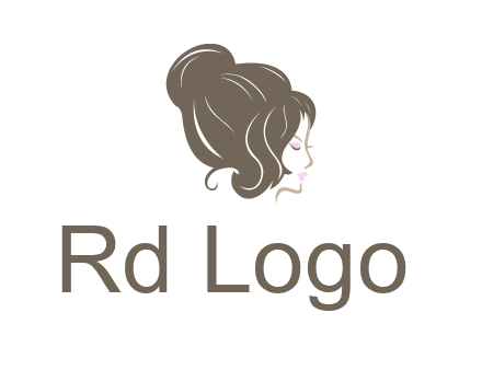 woman head with hair bun beauty logo icon