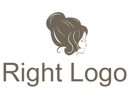 woman head with hair bun beauty logo icon