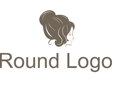 woman head with hair bun beauty logo icon