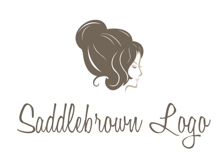 woman head with hair bun beauty logo icon