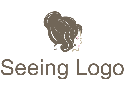 woman head with hair bun beauty logo icon