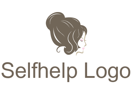 woman head with hair bun beauty logo icon