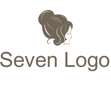 woman head with hair bun beauty logo icon