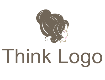woman head with hair bun beauty logo icon