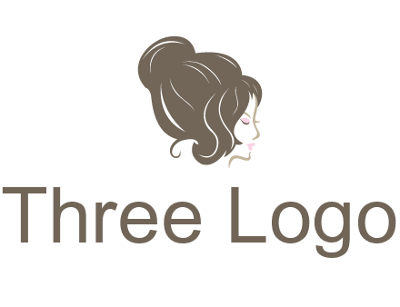 woman head with hair bun beauty logo icon