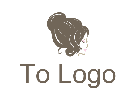 woman head with hair bun beauty logo icon