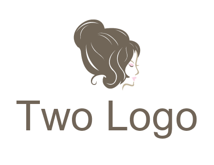 woman head with hair bun beauty logo icon