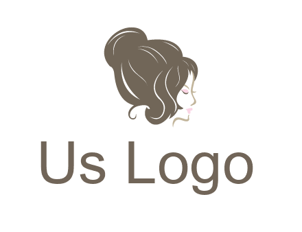 woman head with hair bun beauty logo icon