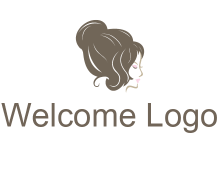 woman head with hair bun beauty logo icon