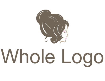 woman head with hair bun beauty logo icon