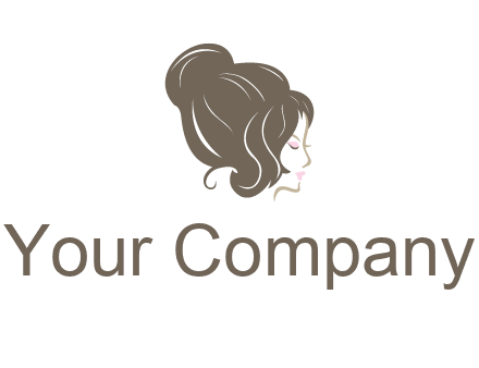 woman head with hair bun beauty logo icon