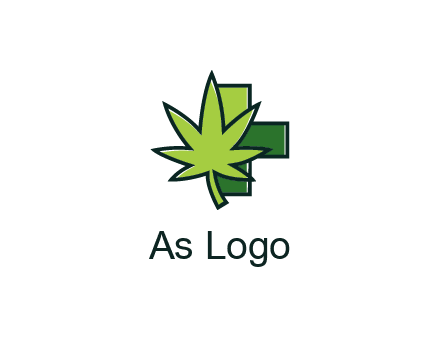 first aid sign behind marijuana leaf