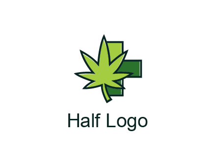 first aid sign behind marijuana leaf