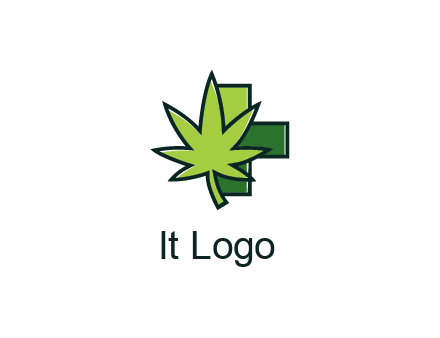 first aid sign behind marijuana leaf