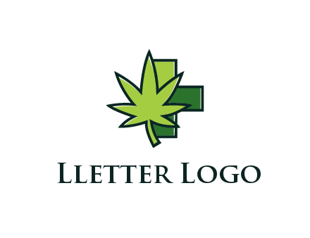 first aid sign behind marijuana leaf