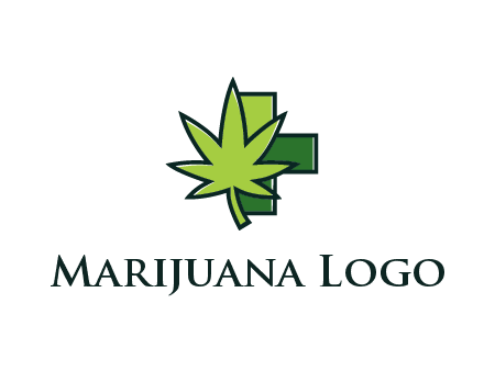 first aid sign behind marijuana leaf