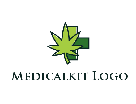 first aid sign behind marijuana leaf