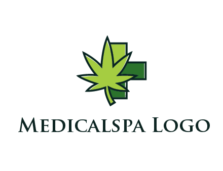 first aid sign behind marijuana leaf
