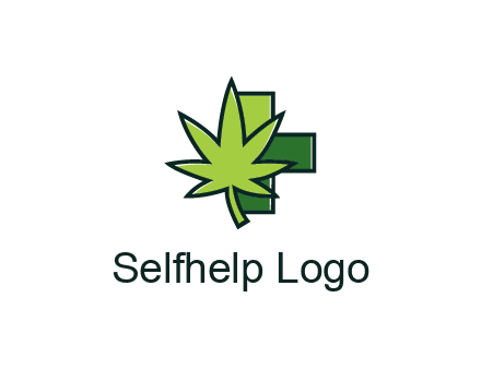first aid sign behind marijuana leaf