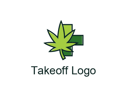 first aid sign behind marijuana leaf