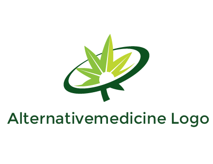 marijuana leaf in swoosh leaf