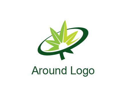 marijuana leaf in swoosh leaf