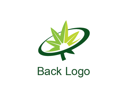 marijuana leaf in swoosh leaf