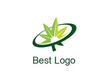 marijuana leaf in swoosh leaf