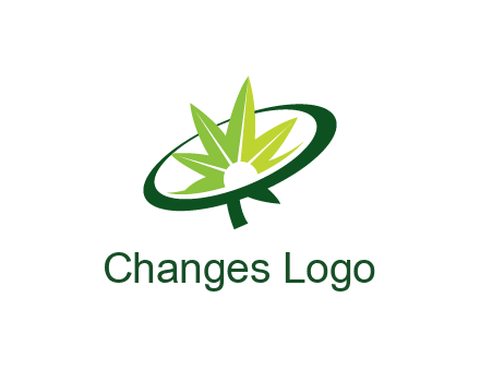 marijuana leaf in swoosh leaf