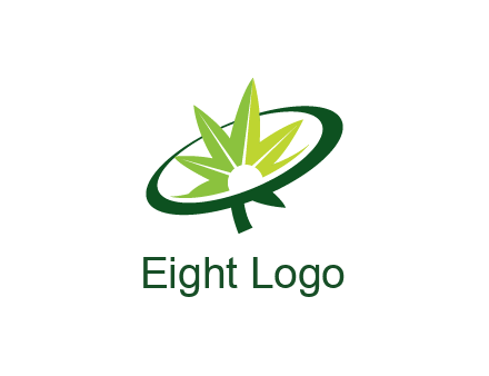 marijuana leaf in swoosh leaf