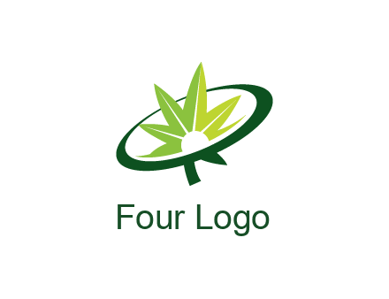 marijuana leaf in swoosh leaf
