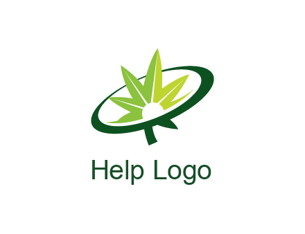 marijuana leaf in swoosh leaf