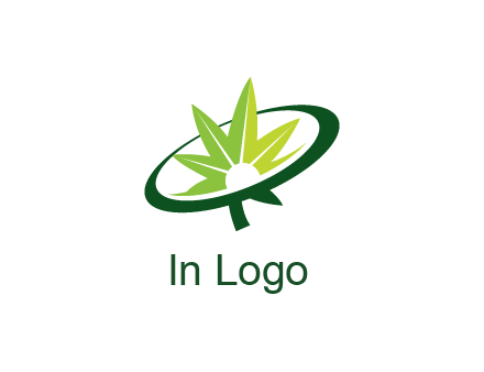 marijuana leaf in swoosh leaf