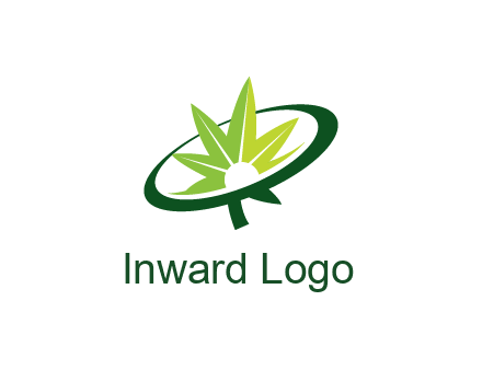 marijuana leaf in swoosh leaf