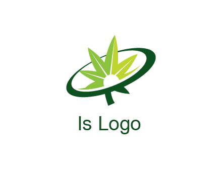 marijuana leaf in swoosh leaf