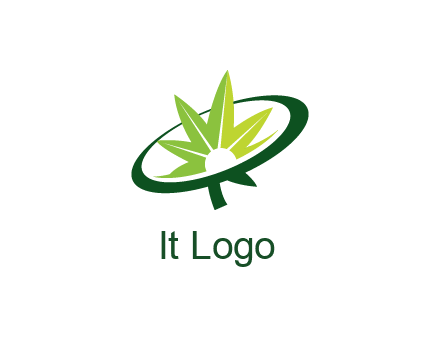 marijuana leaf in swoosh leaf