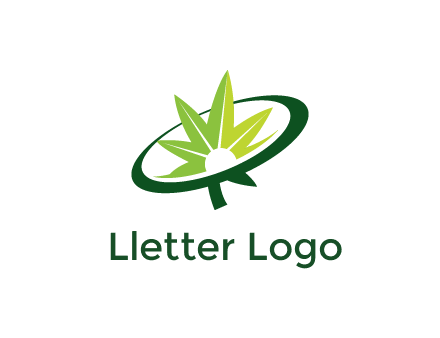 marijuana leaf in swoosh leaf
