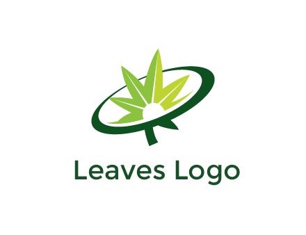 marijuana leaf in swoosh leaf