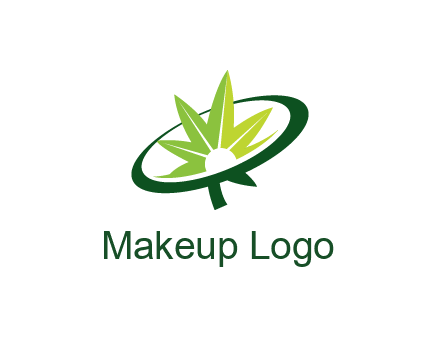 marijuana leaf in swoosh leaf