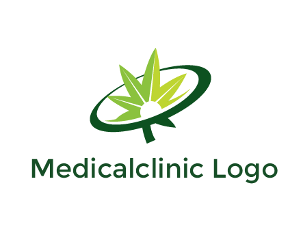 marijuana leaf in swoosh leaf