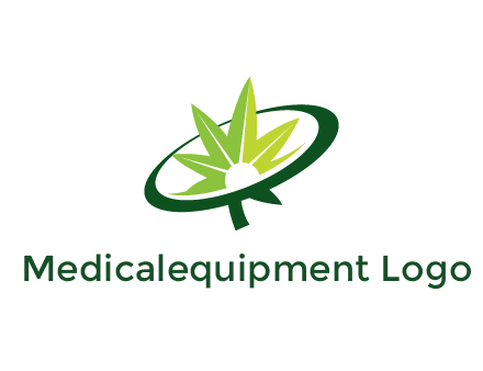 marijuana leaf in swoosh leaf