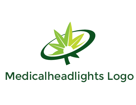 marijuana leaf in swoosh leaf