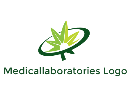 marijuana leaf in swoosh leaf