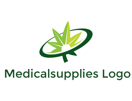 marijuana leaf in swoosh leaf