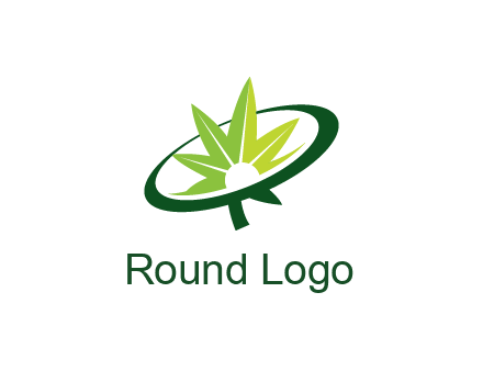 marijuana leaf in swoosh leaf
