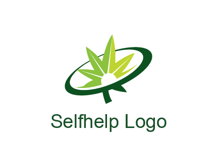 marijuana leaf in swoosh leaf