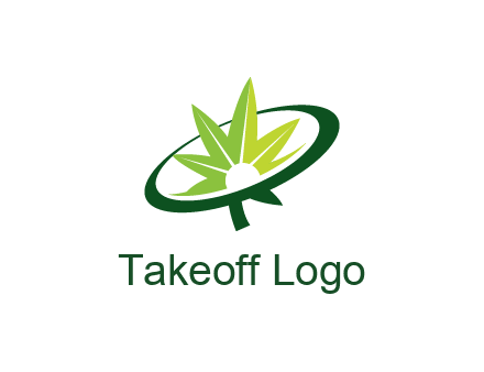 marijuana leaf in swoosh leaf